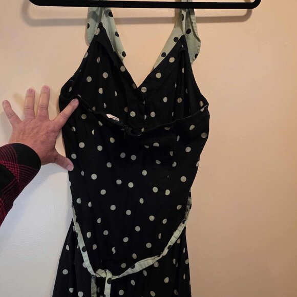 Black/Green Dots Halter Dress 10 - Picture 4 of 5